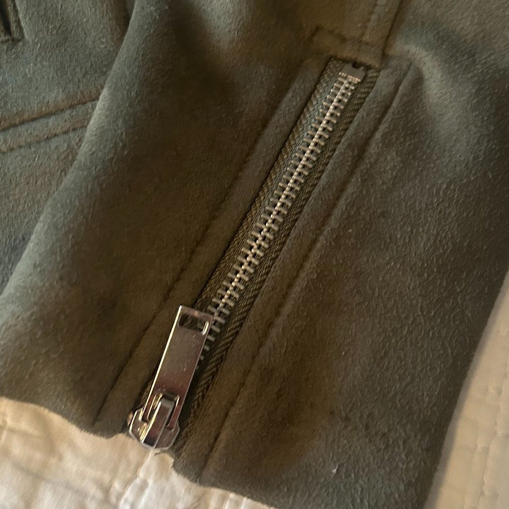 Old Navy Olive Green Faux Suede Moto Jacket – Small Petite - Picture 5 of 12